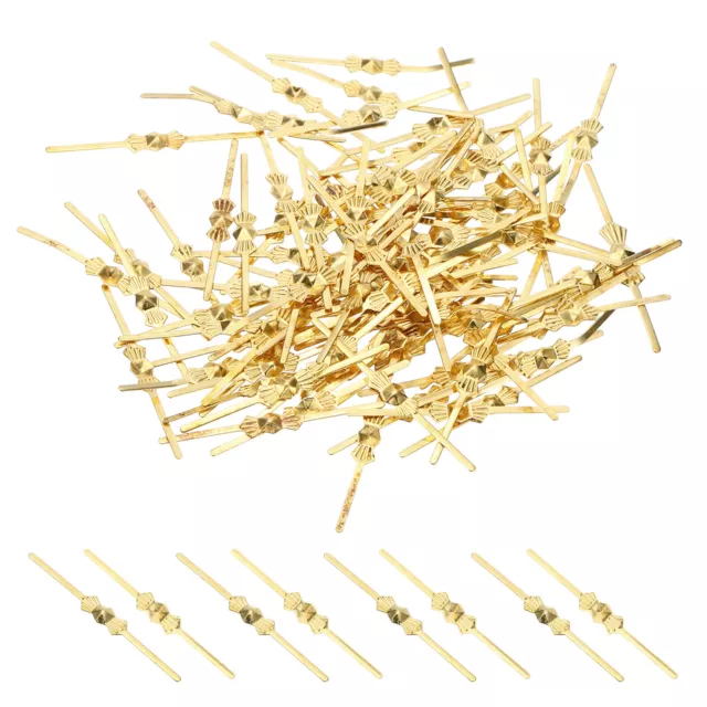 300Pcs 30mm/1.18" Copper Chandelier Bowtie Clip Connector Clip, Gold Tone