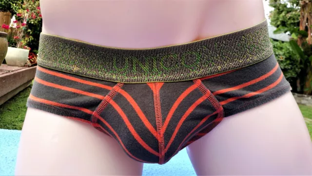 WOT vintage circa 2015 MUNDO UNICO Brief MEDIUM Brown Stripe MU-139 Papi