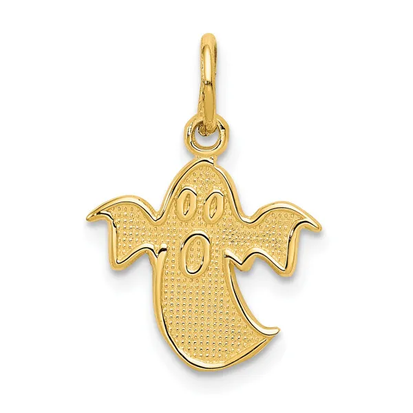 14K Yellow Gold Ghost Necklace Charm Pendant