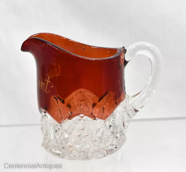 EAPG - Geo Duncan - Button Arches - Ruby Stain Creamer - Souvenir of Cedar Point