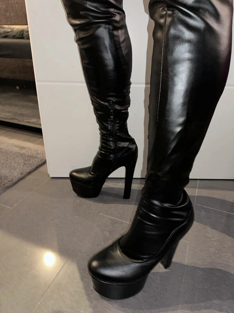 Stivali Overknee Plateau Tacchi Altissimi – Bianco, Taglie 36-46, Feticcio, BDSM, Gogo – Nuovi