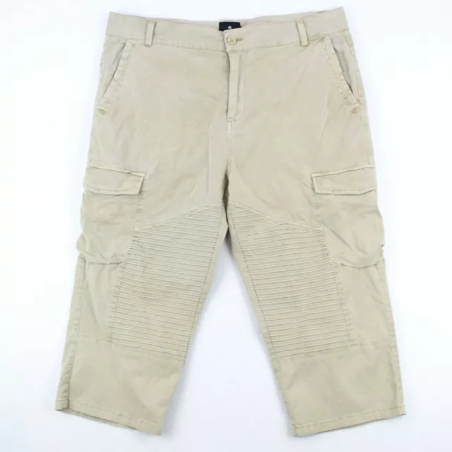 St Goliath Mens 3/4 Length Beige Tan Tucked Design Cargo Pants Size 36 VGC