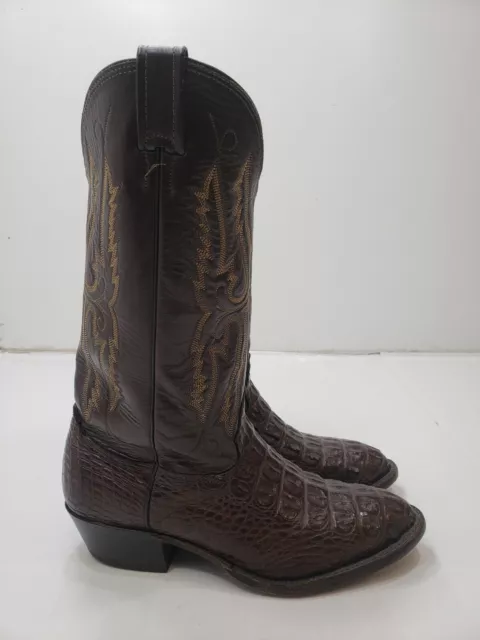 Tony Lama Mens Boots Cowboy Western Caiman Leather Pointed Toe Brown Size 8.5 D 2