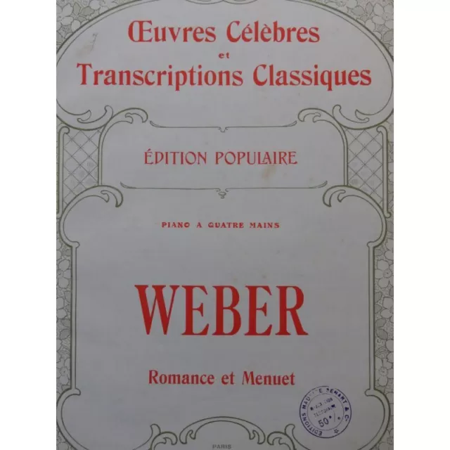 WEBER Romance et Menuet Piano 4 mains