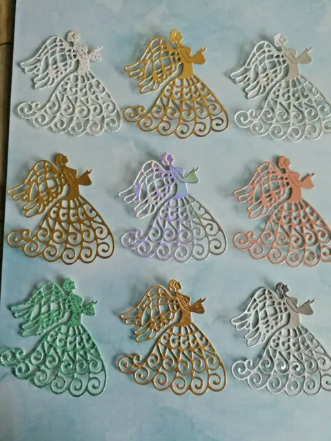 Craft Die Cuts 9 Beautiful Intricate Christmas Angels card Toppers (Set 2)