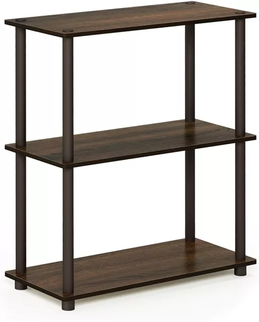 FURINNO Turn-N-Tube Display Rack, 3-Tier Single, Walnut/Brown Shelf Unused