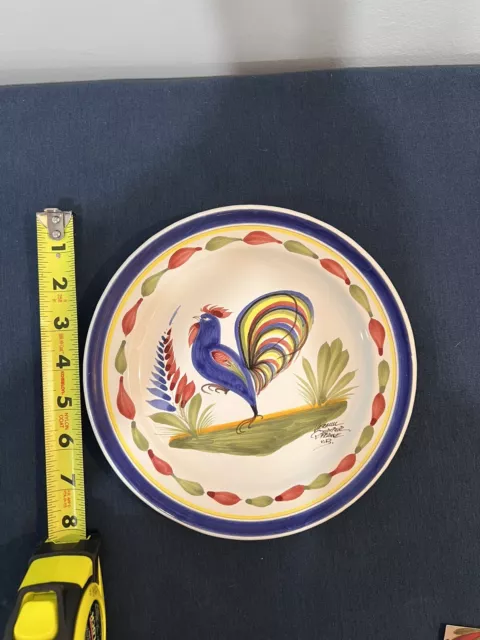 HB Henriot Quimper France Small Plate Rooster Signed 2