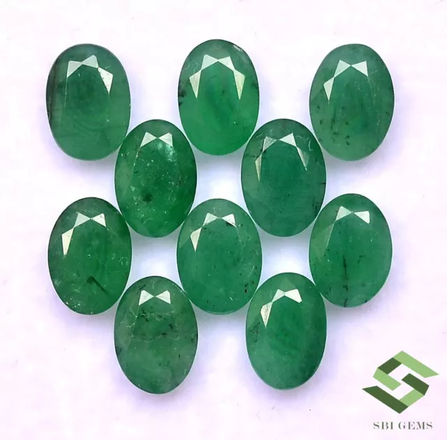 7x5 mm Natural Emerald Oval Cut Lot 10 Pcs 7.53 CTS Calibrated Loose Gemstones