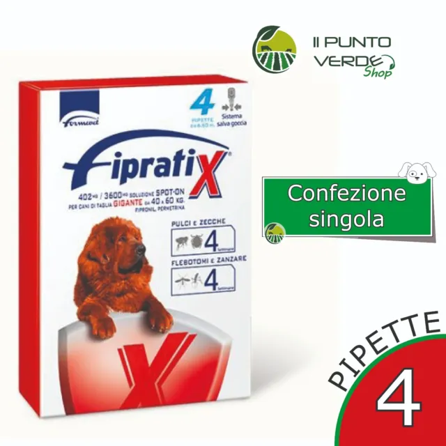 Fipratix 4 pipette per Cane da 40-60 kg Taglia Gigante Antiparassitario cani