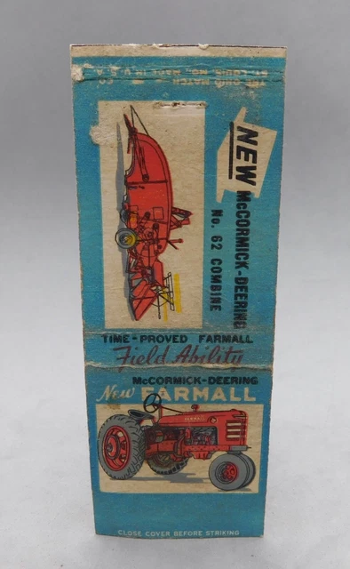 Vintage Ohio Matchbook Cover McCormick Deering Farmall No. 62 Combine & Tractor