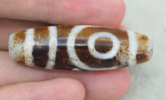 Ancient  Etched Sacred Eyes Dzi Old Tibetan Talisman Amulet bead Pendant