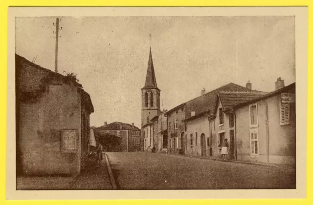cpa 54 - BELLEVILLE (Meurthe and Moselle) The church the school the main street