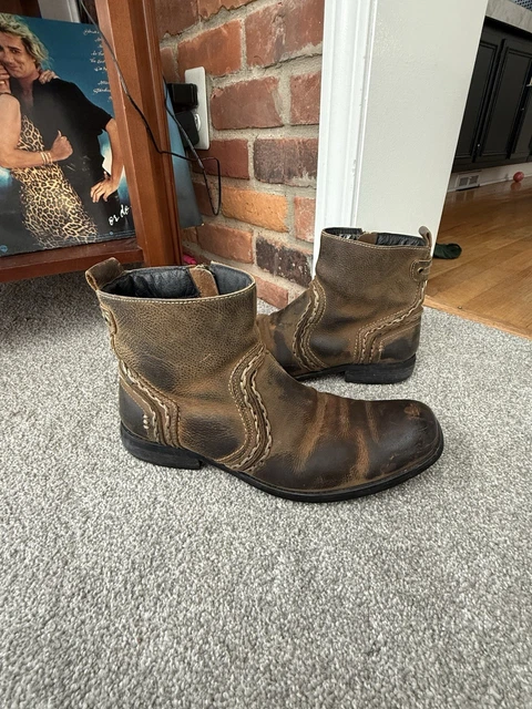 BED STU REVOLUTION Leather Ankle Boots Mens 12 Brown Western  display picture 3