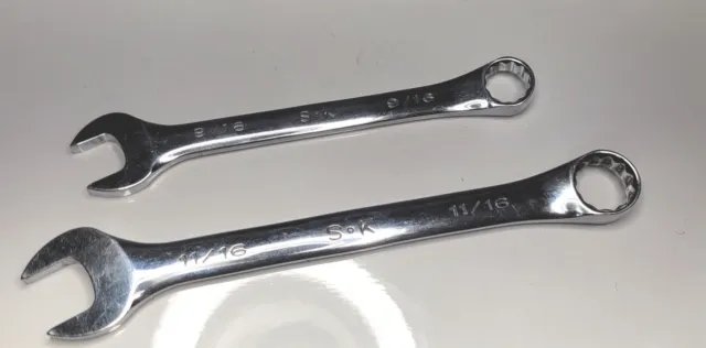 Lot of 2 SK 12-Point Combination Wrenches 88222 11/16" 88218 9/16" NICE