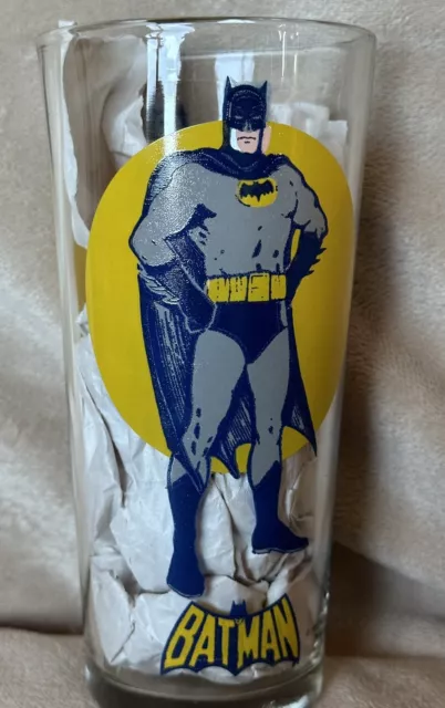 Vintage Pepsi Super Series 1976 Batman Glass Tumbler DC Comics 16 oz 6 1/4" Tall