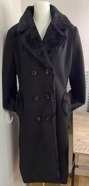 Aprsfn Women's Double-breasted Notched Lapel Mid Wool Blend Pea Coat Med. (K4)