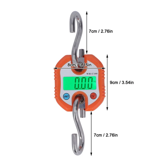 (Orange) Crane Scale Hanging Scale Tool Kg Lb JIN 330 Lb. Wide Range Of