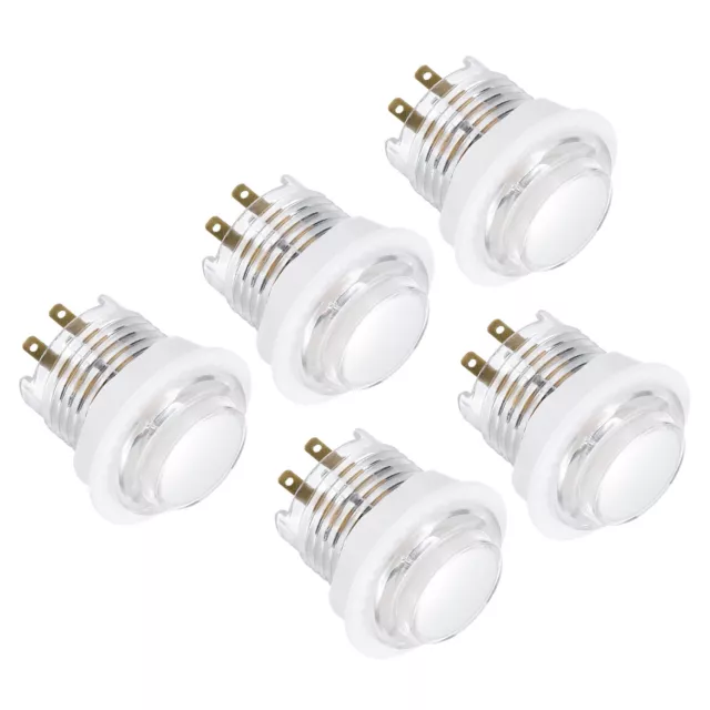 LED Button Illuminated Push Button 12V 24mm Micro Switch Self-Reset White 5Pcs