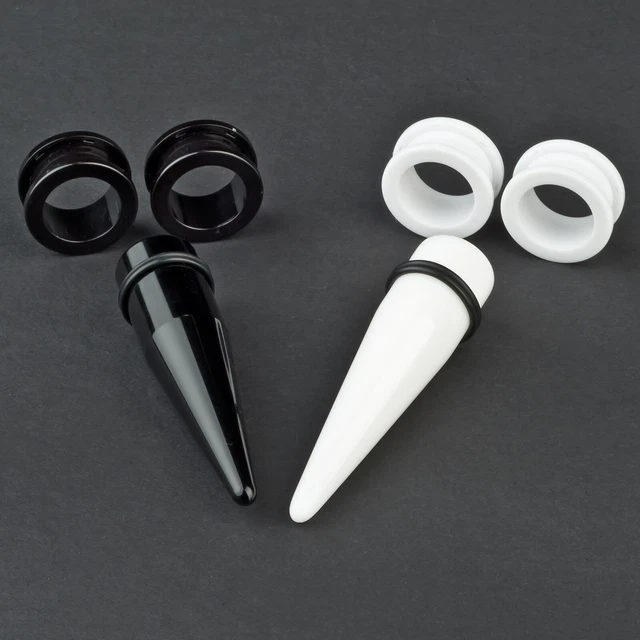 Set 6 Dilatatori A Spirale Per Orecchio 3-10mm - Tappi Neri Con Stelle Per Tunnel E Plugs - Foto 13