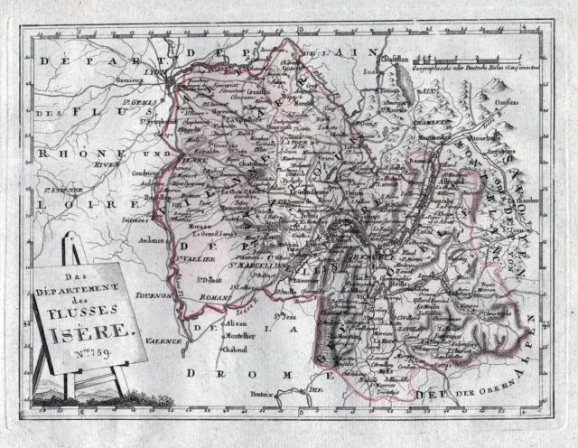 1790 - Departement Isere Grenoble Lyon carte Reilly carte gravure estampe map