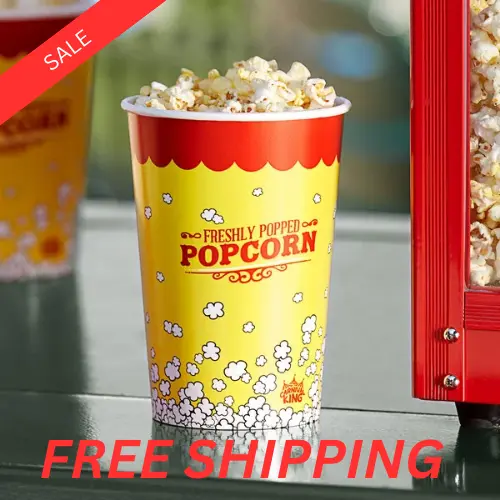 (500-Pack) 46 oz. Round Paper Watch Movie Theater Concession Yellow Popcorn Cups