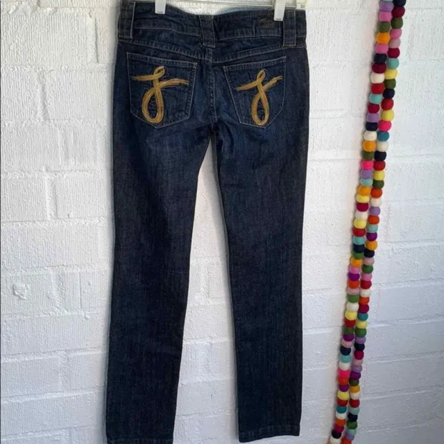 Juicy Couture Women's Kate Logo Dark Wash Low Rise Boot Cut Jeans sz 25
