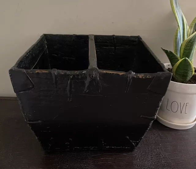 Vtg Chinese Rice Harvest Bucket Basket 14x14.5x10” Tall