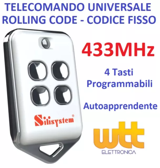 RADIOCOMANDO TELECOMANDO APRICANCELLO PER BFT MITTO2 MITTO4 433MHz ROLLING CODE