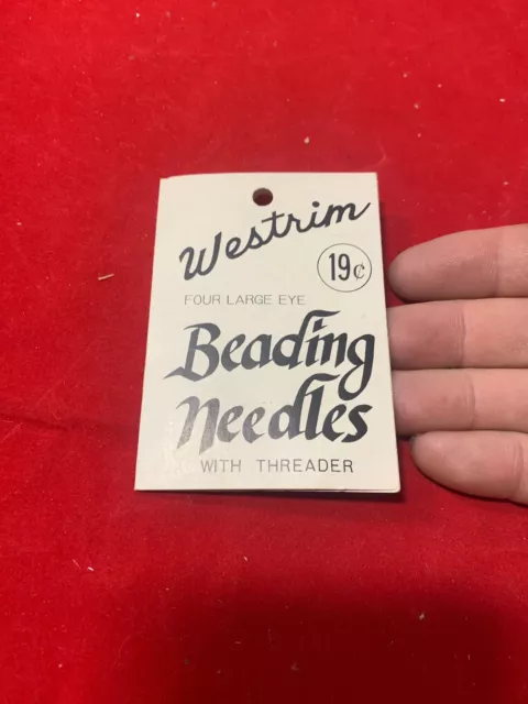 Vintage Western 19 Cent Four Large Eye Beading Needles 1 Missing