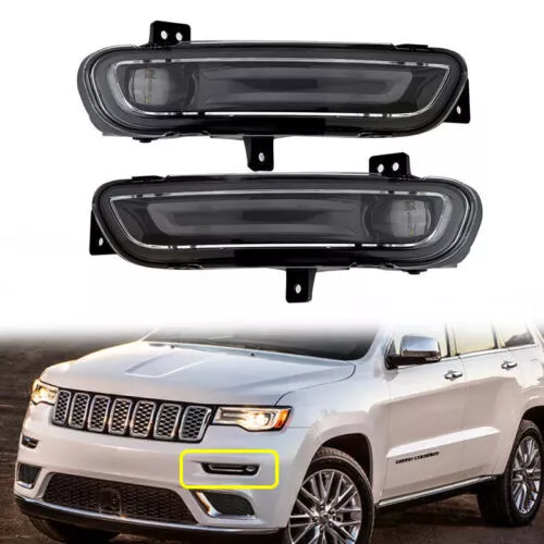 Pair Front Bumper LED Fog Lights Driving Lamps For 2017-2021 Jeep Grand Cherokee