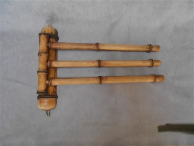 French wood Vintage  TOWEL RAIL  rack Hanger / 3 arms