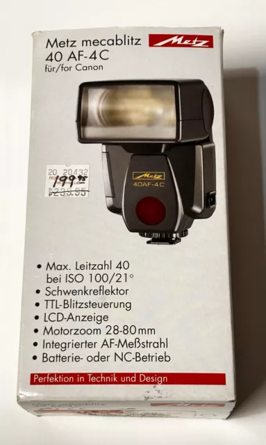 Metz Mecablitz 40Af-4C Flash For Canon Eos Cameras - Clean - In Box