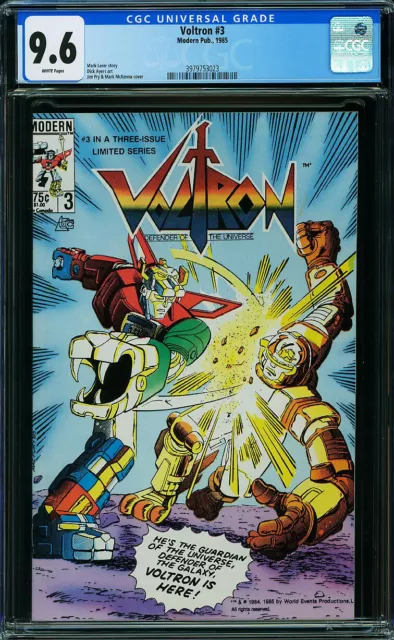 Voltron #3 CGC 9.6 Modern Pub 1985 Key Book! NM+ Copy! White Pages N6 323 cm bin