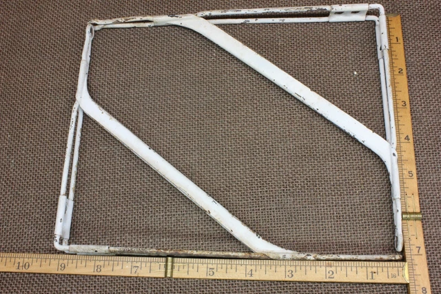 2 Old Shelf Brackets 7 X 9" Supports Rustic Industrial Steel Vintage White Paint 3