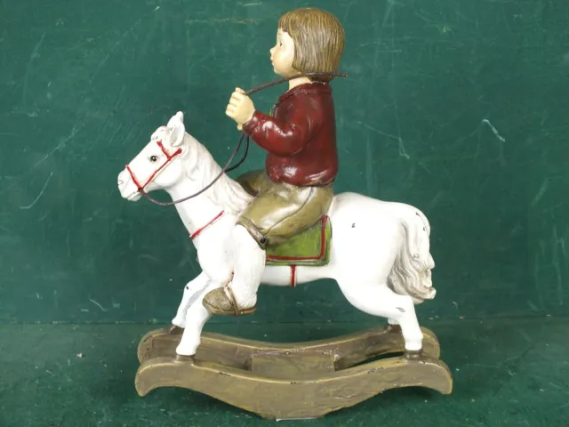 Deko Figur Kleines Schaukelpferd Pferd mit Reiter nostalgischer Retro Antik Stil