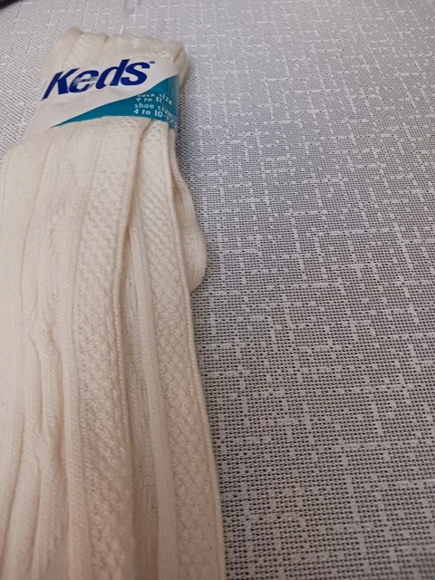 Vintage Girls Keds  Knee Hi  Socks Cable,9-11
