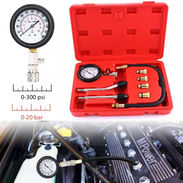 Diesel Petrol Engine Cylinder Pressure Tester Car Compression Test Gauge Kit Set