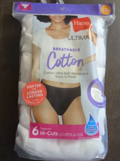 HANES WOMEN'S 3 Pack Cotton, Assorted-cotton Hi-Cut Panty (Pack of 3), Size  6 $5.95 - PicClick