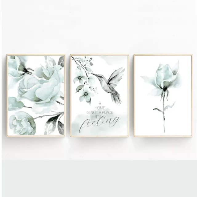 Bilderset ROSEN TÜRKIS FEELING Druck Bild Poster 3er SET PRINT Deko DEKORATIV