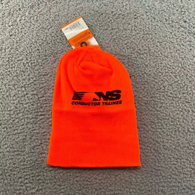 Norfolk Southern NS Railroad Train Neon Orange Beanie Knit Winter Hat - NEW