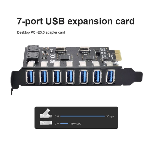 PCI-E to USB 3.0 7-Port PCI-E Multiplier Expansion Card USB 3.0 Adapter Card