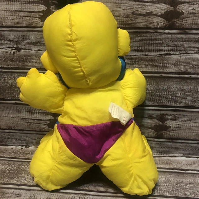 Vintage Fisher Price 1992 Yellow Caveman Puffalump Stuffed Grunts Plush Doll 3