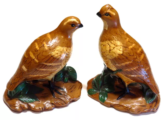 Vintage Holland Mold Bobwhite Quail Hand Painted Ceramic Decor Figurines Nice!