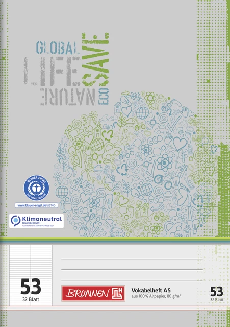 Brunnen Vokabelheft Heft Recycling A5 Lineatur 53 32 Blatt