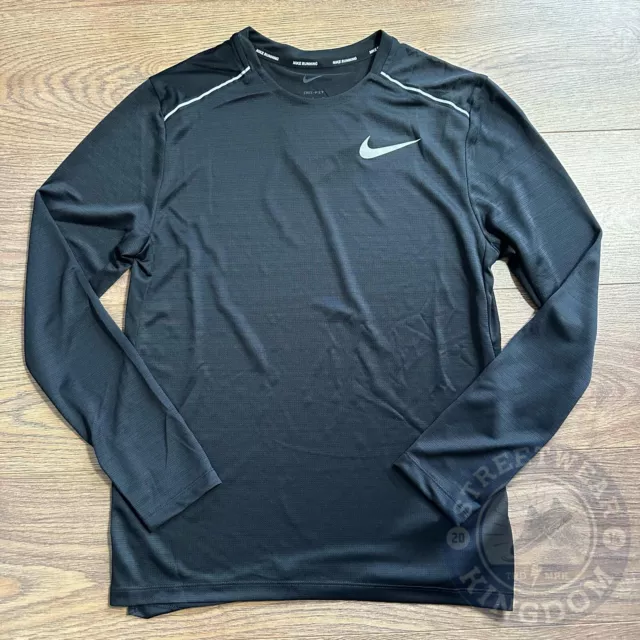 Nike Miler Dri-FIT Breathe Lauf-T-Shirt langärmelig schwarz Größe M AJ7568 010