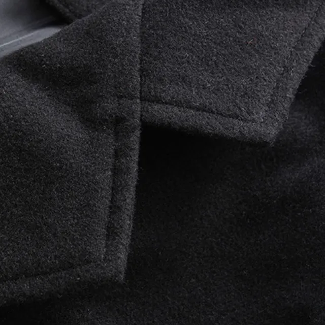 Men's Winter Trench Coat Long Jacket Lapel Neck Outwear Single Breasted Overcoat 8