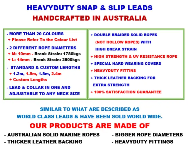 Dog Leads Slip Leads Training Lead Leash Soft Round Heavy Duty AUSTRALIAN MADE 3