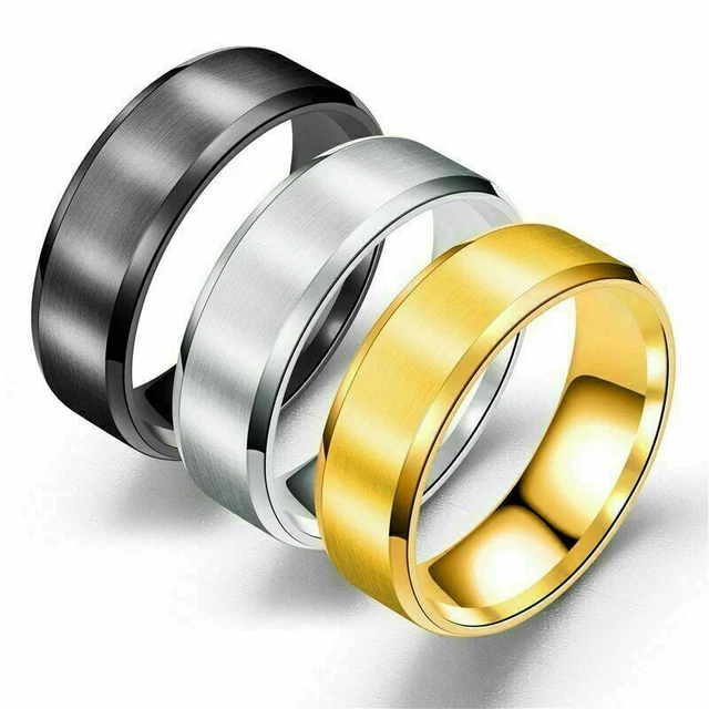 Titanium Finger Rings 8MM MEN WOMEN Couple Titanium Steel Finger Fashion Wedding Engagement ...