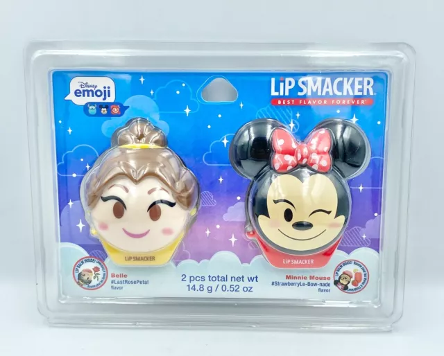 Disney Emoji Lip Smacker Lip Balm Princess Belle & Minnie Mouse 0.26 oz. Each