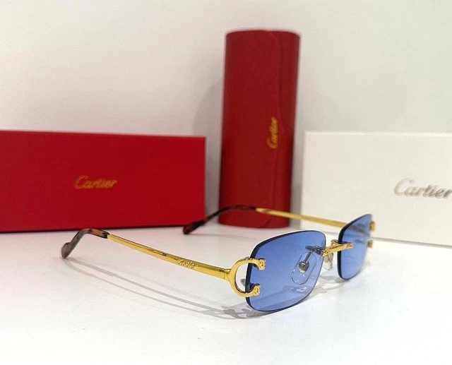 Occhiali Cartier Picadilly Da Sole Unisex CT0092O.001 Oro E Blu Luxury 2023 Uomo